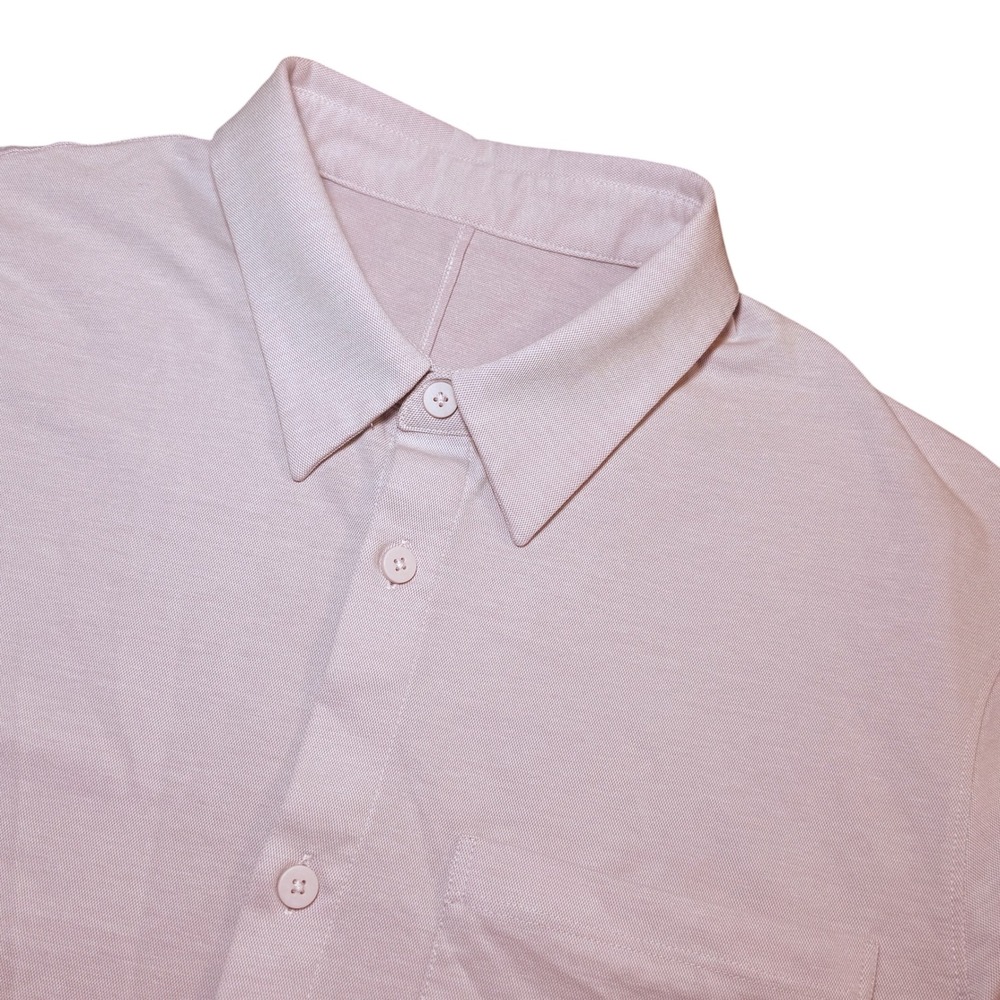 Lululemon Commission Short Sleeve Shirt Mauve Pink Button Down Mens XL Casual